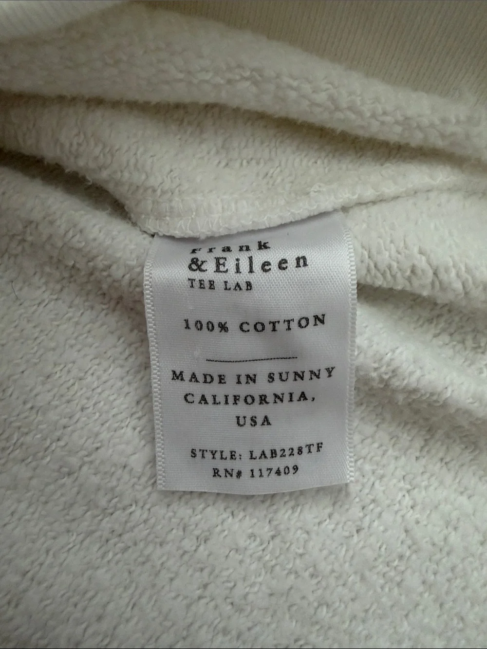 Frank & Eileen Tee Lab White 100% Cotton Oversized Poncho Sweatshirt One Size